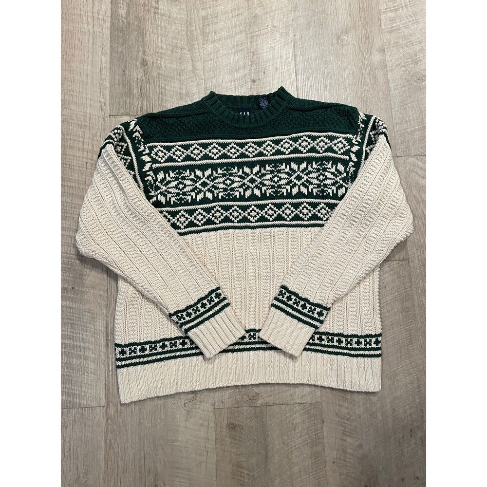 Gap vintage fair isle snowflake sweater, size L